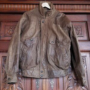 Vintage Leather Bomber Jacket with Thinsulate